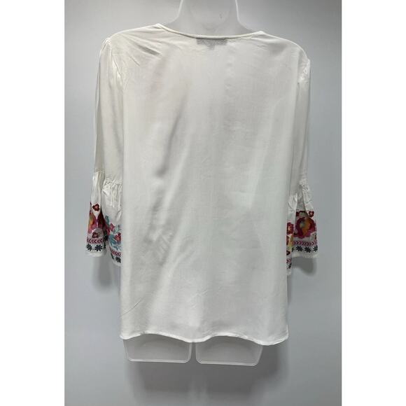 Andrée By Unit Floral Embroidered Tunic Top White Size Small - Picture 5 of 7